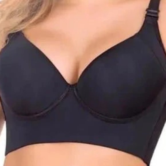 NWT 2 BESMISEEA Deep Cup BRAS Hide Back Fat w/SHAPEWARE inc. NUDE/BLACK SZ 44C - Picture 2 of 8